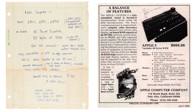 Handwritten Apple-1 Ad by Steve Jobs Goes for Over $175,000 at Auction