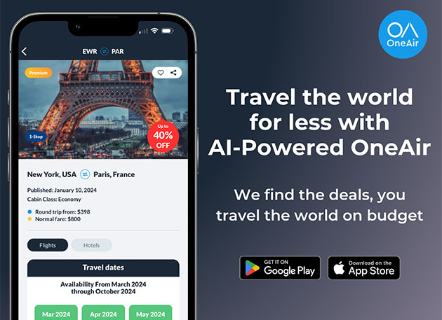 OneAir Elite: Lifetime Subscription (Book Unbeatable Hotel and Flight Deals + Earn Up to 10% in Cash Rewards on Most Bookings)
