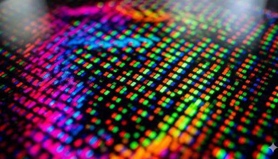 Gemini-generated closeup of a colorful OLED panel