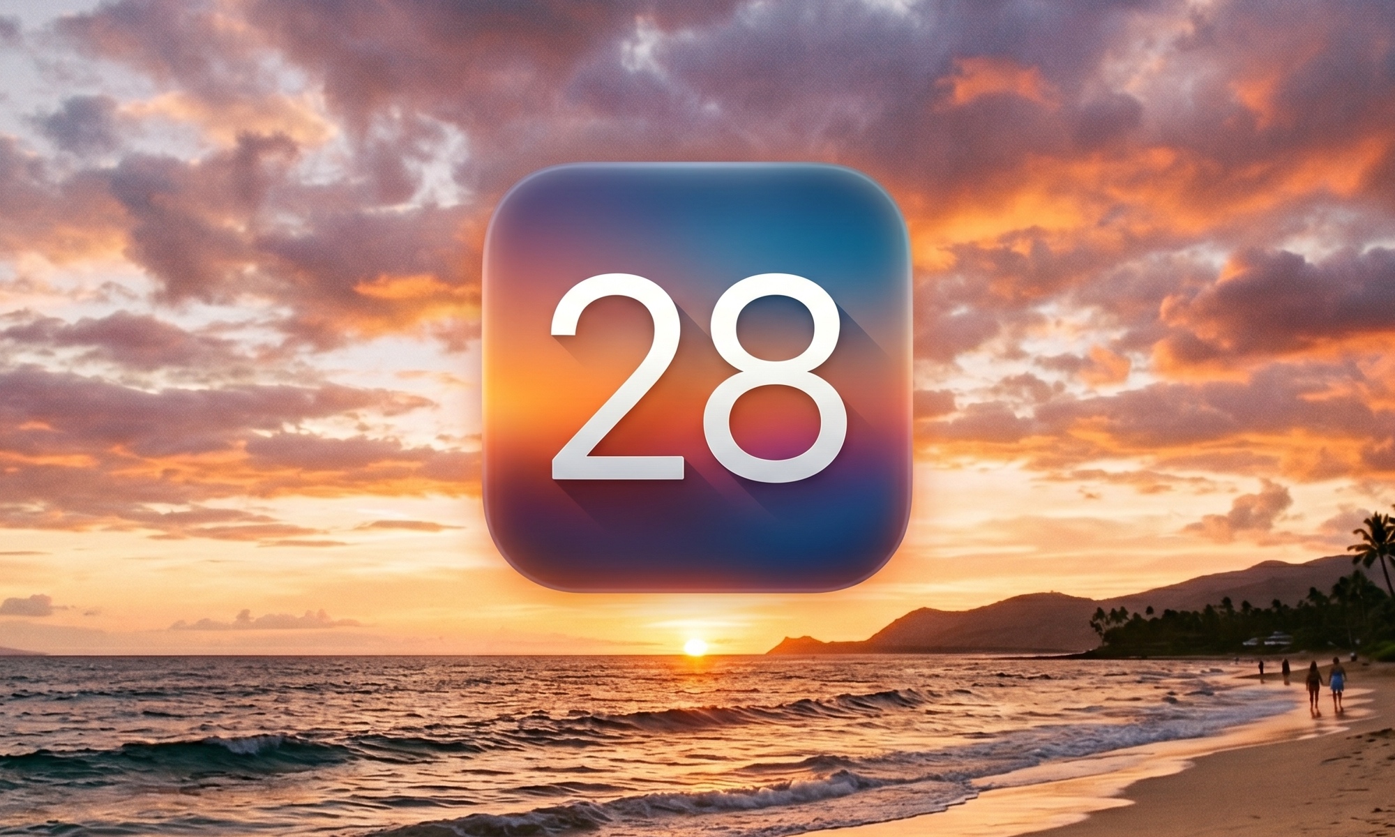 Image showing iOS 28 icon over beach scene.