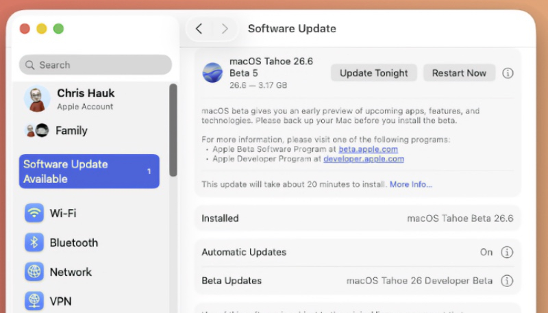 Apple Seeds Fifth macOS Tahoe 26.6 Beta to Developers For Testing